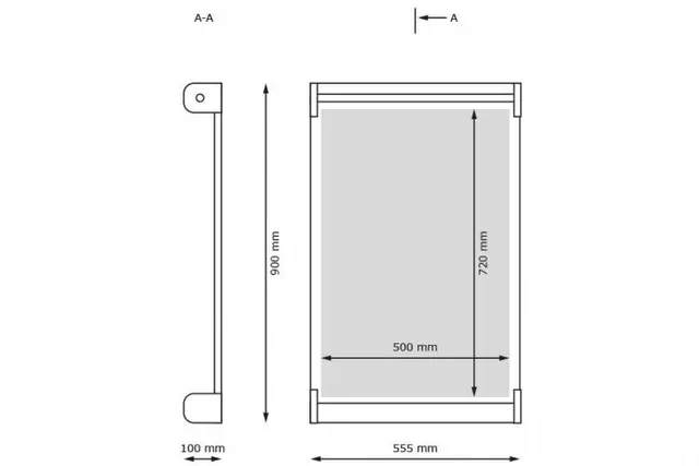 Vegghengt staffeli med magnetplate B55,5 x D10 x H90cm 