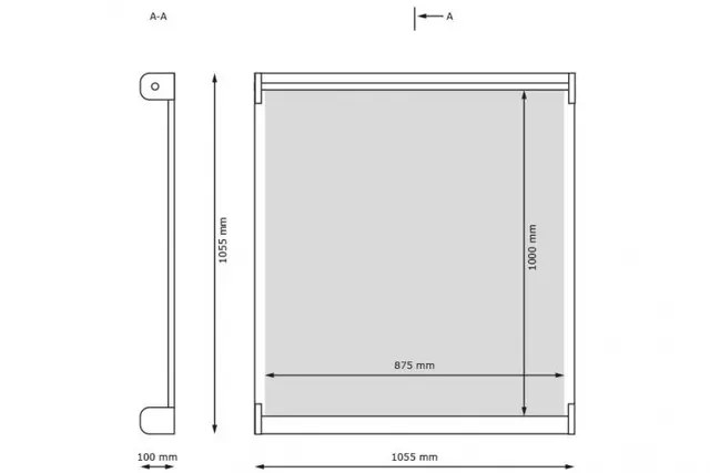 Vegghengt staffeli med magnetplate B105 x D10 x H105 cm 