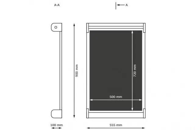 Vegghengt staffeli med tavle B55,5 x D10 x H90 cm 