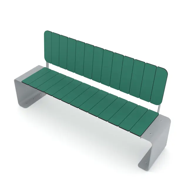 Recycled benk med rygg L159 x B42 x H78 cm 