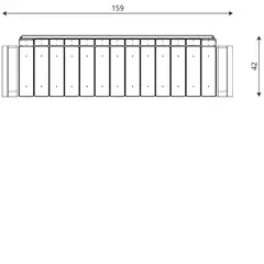 Recycled benk med rygg L159 x B42 x H78 cm