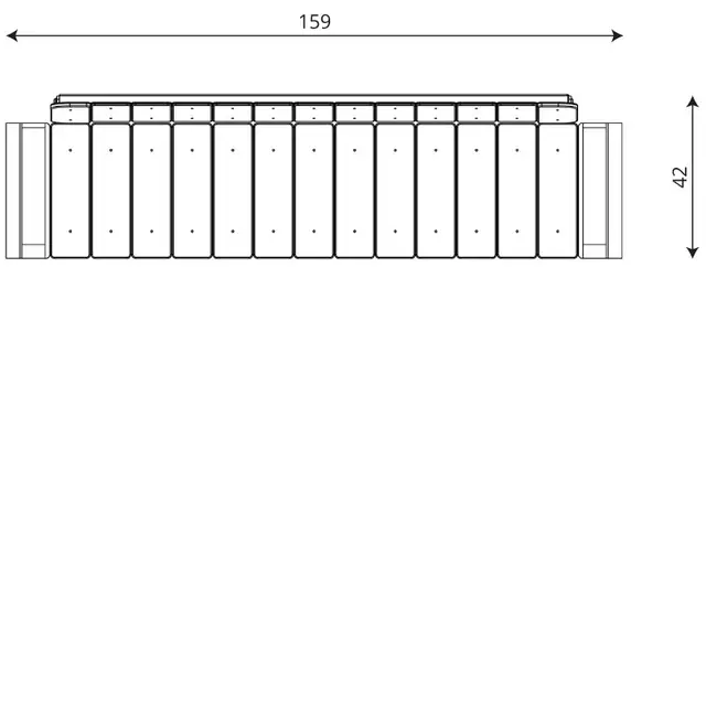Recycled benk med rygg L159 x B42 x H78 cm 