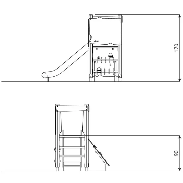 Recycled lekeapparat med sklie L204 x B139 x H170 cm 