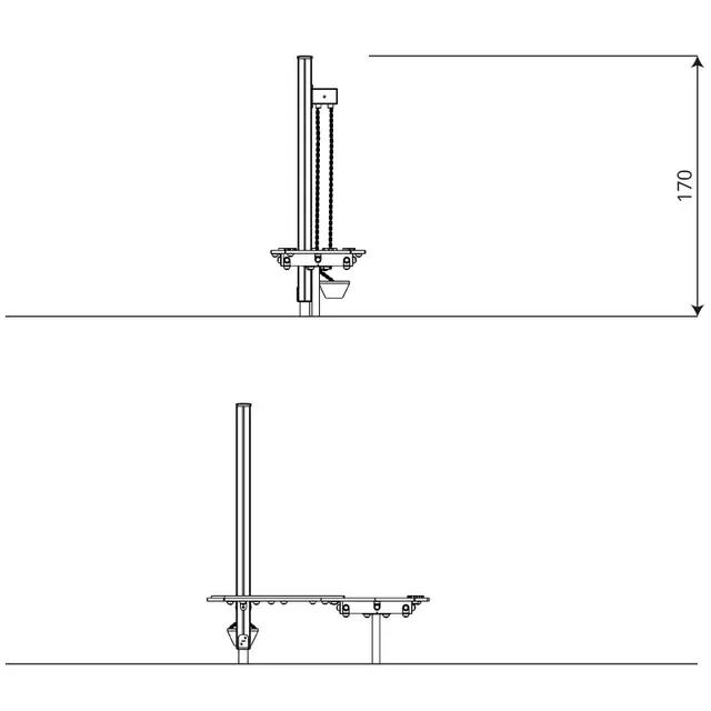 Recycled sandbord og vinsj L145 x B62 x H170 cm 