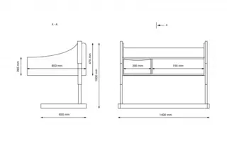 Stellebord uten vask B140 x D85 cm