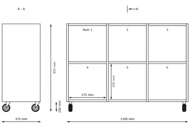 Kubus reol åpen 6 rom Med sokkel 
