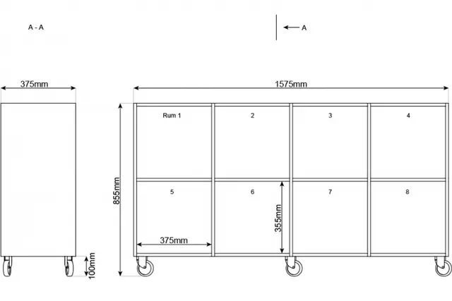 Kubus reol åpen 8 rom Med sokkel 