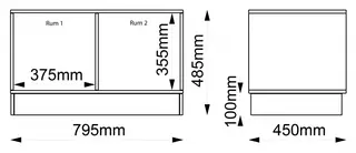 Kubus reol med bakvegg 2 rom Med sokkel