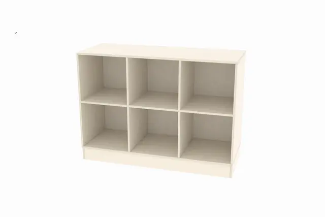 Kubus reol med bakvegg 6 rom Med sokkel 