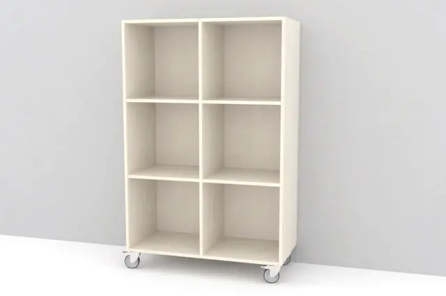 Kubus reol med bakvegg 6 rom stående Med sokkel 
