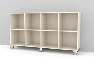 Kubus reol med bakvegg 8 rom Med hjul