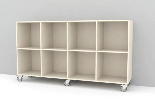 Kubus reol med bakvegg 8 rom Med hjul 