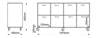 Kubus reol med bakvegg 8 rom Med sokkel