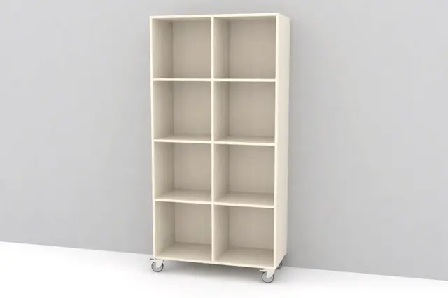 Kubus reol med bakvegg 8 rom stående Med hjul 