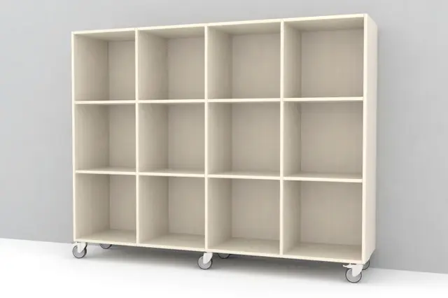 Kubus reol med bakvegg 12 rom Med sokkel 