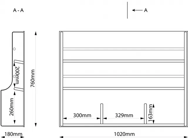 Bokhylle B102 x D18 x H76cm 