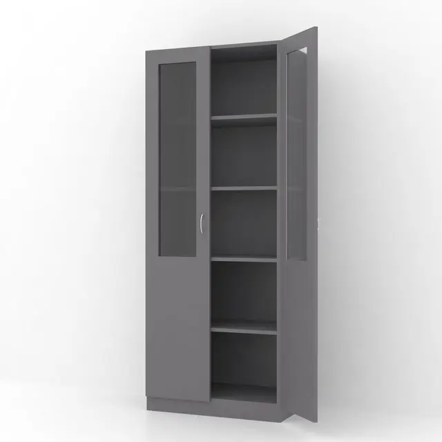 Moss høyskap med glassdører Antrasitt 