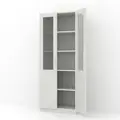 Moss høyskap med glassdører Lysgrå