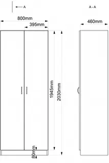 Madrasskap med dører B80 x D46 x H203cm Hvit