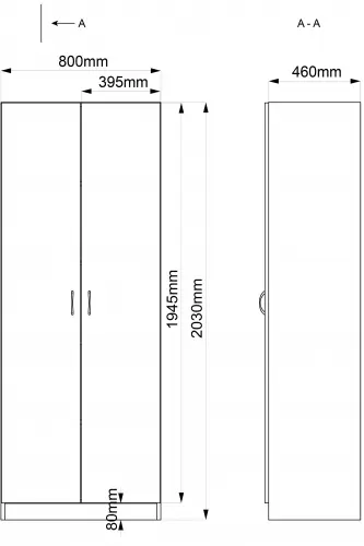 Madrasskap med dører B80 x D46 x H203cm Hvit 