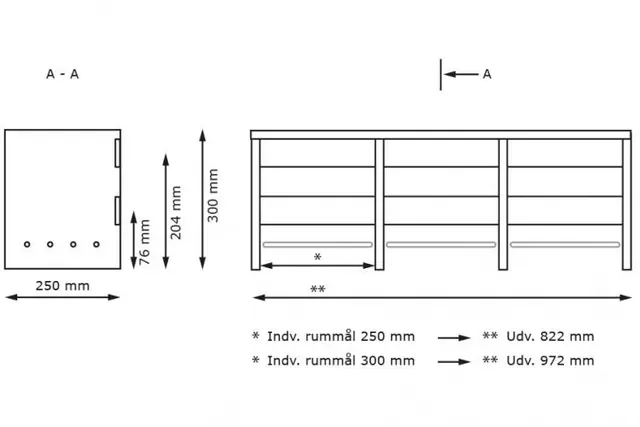 Line vegghengt benk 3 rom B83 x D25 x H30 cm 