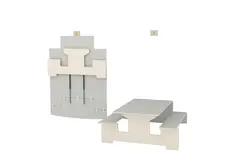 Vegghengt bord med benker B120 x D120 x H53/32 cm