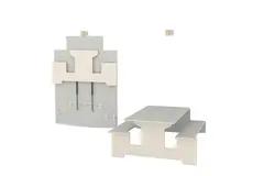 Vegghengt bord med benker B120 x D120 x H58/37 cm