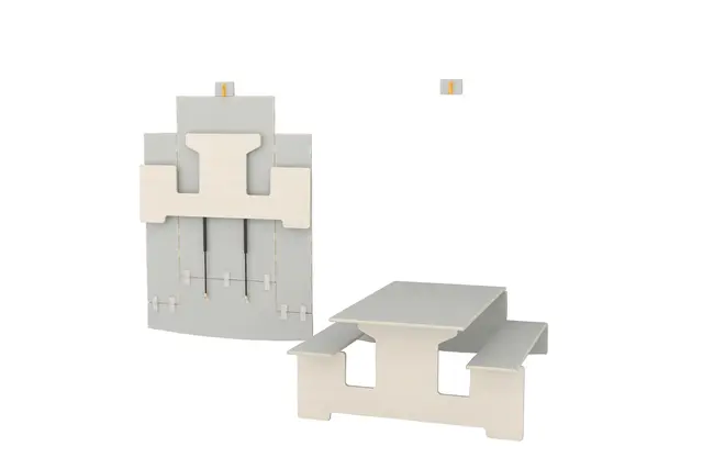 Vegghengt bord med benker B120 x D120 x H58/37 cm 