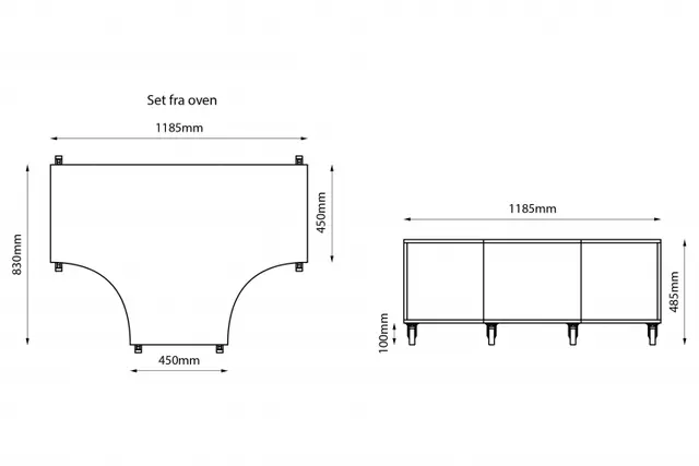 Kubus T- reol lav B119 x D45/83 x H49 cm 
