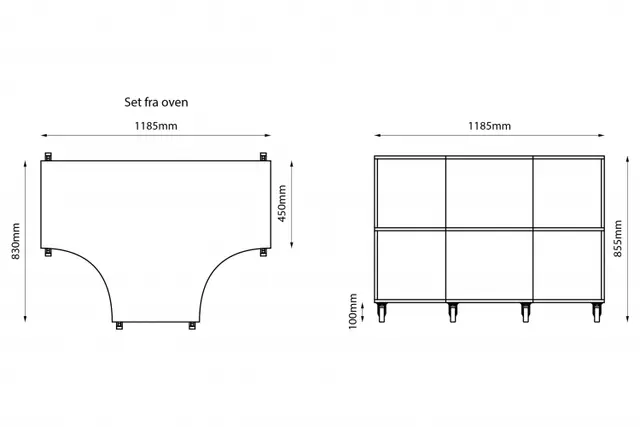 Kubus T- reol høy B119 x D45/83 x H86 cm 