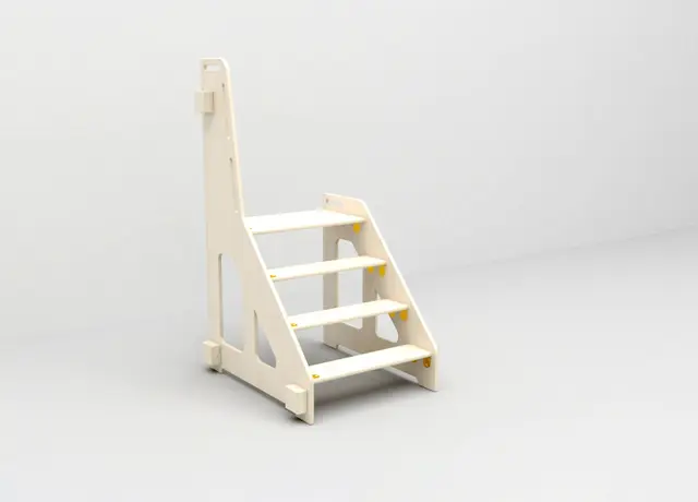 Vegghengt påkledningsbenk 3 trinn B75 x D57 x H67/123 cm 