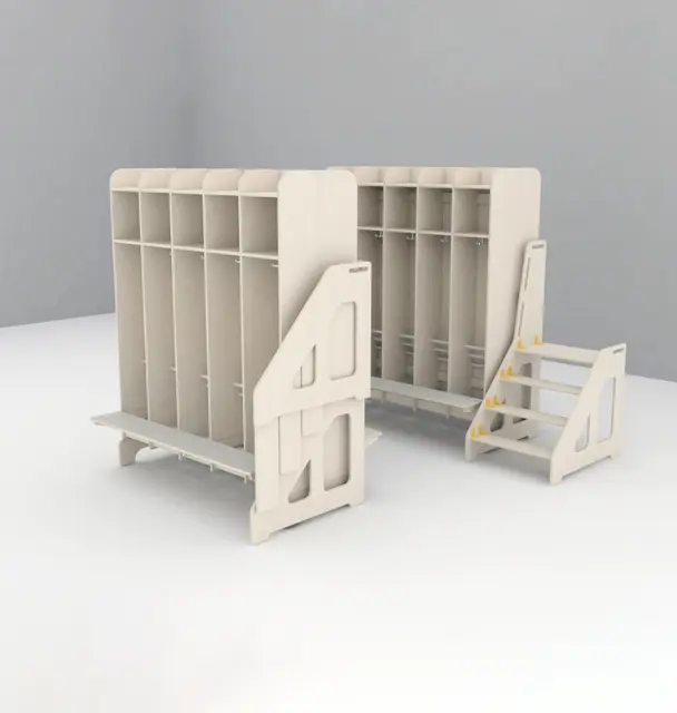 Vegghengt påkledningsbenk 3 trinn B75 x D57 x H67/123 cm 