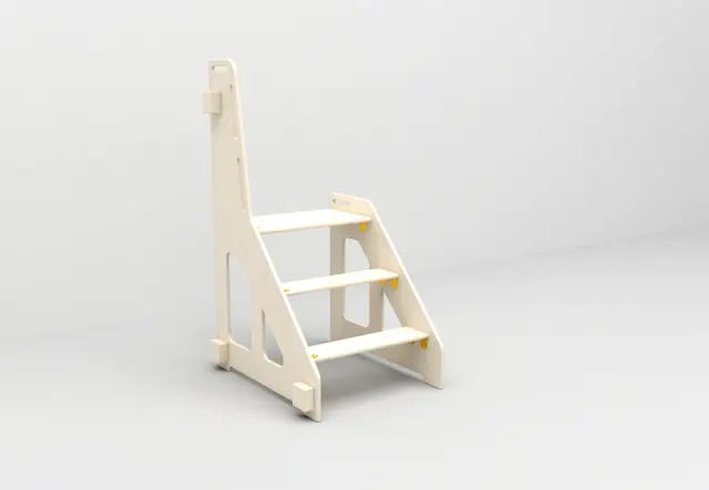 Vegghengt påkledningsbenk 2 trinn B75 x D57 x H67/123 cm 