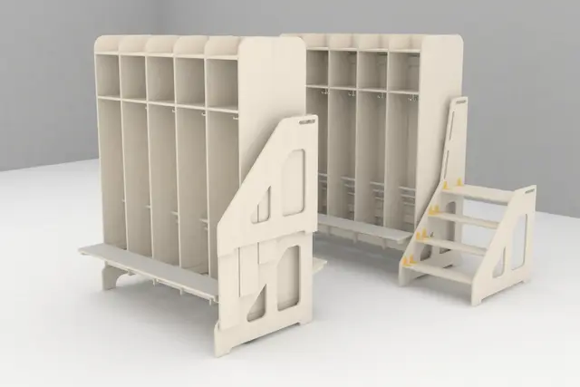 Vegghengt påkledningsbenk 2 trinn B75 x D57 x H67/123 cm 