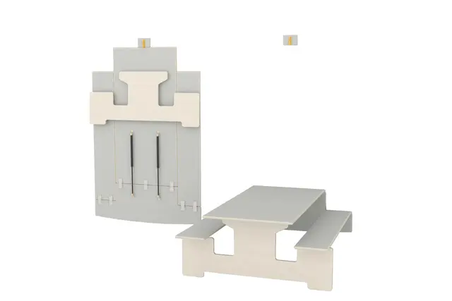 Vegghengt bord med benker B120 x D140 x H53/32 cm 