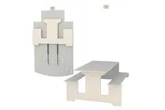 Vegghengt bord med benker B120 x D140 x H72/46 cm