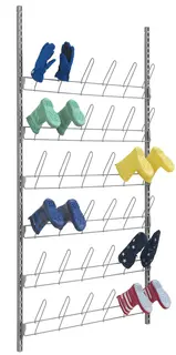 Støvel- og vanteholder med veggskinner B90 x D13 x H179 cm