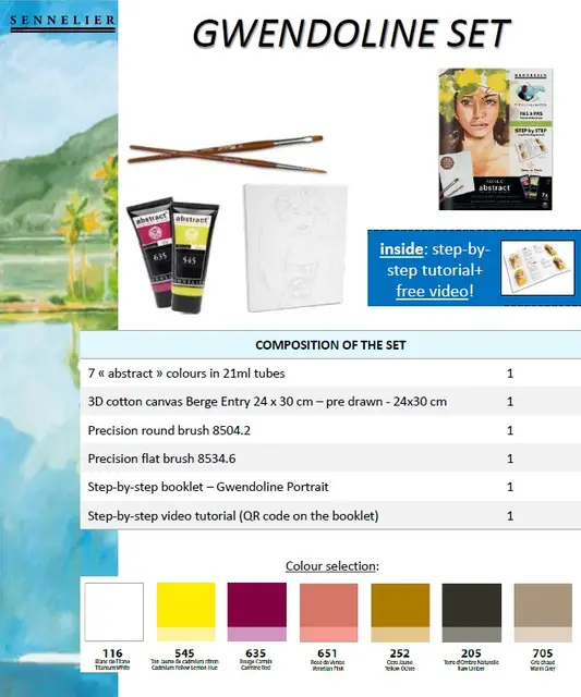 Steg-for-steg portrettmaling Gwendoline sett 