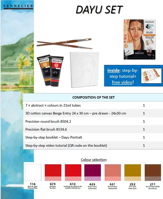 Steg-for-steg portrettmaling Dayu sett 