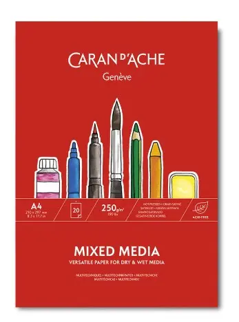 Caran d'Ache mixed media papir A4, 250 g, 20 ark 