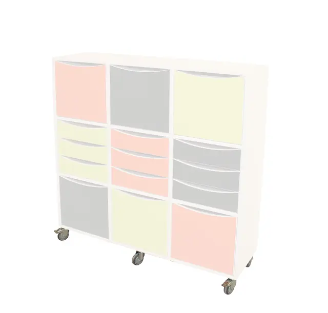 Hjulsett til skuffereol 75 mm, 6 stk 