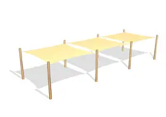 Solseilkombinasjon med 3 firkantseil 3 x L360 x B360