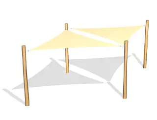 Solseilkombinasjon med 2 trekantseil 2 x L360 x B360 x D360 x H230 cm