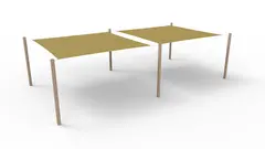 Solseilkombinasjon med 2 firkantseil 2 x L360 x B360 x H230 cm