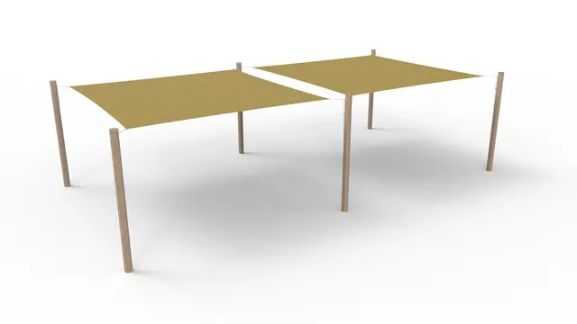 Solseilkombinasjon med 2 firkantseil 2 x L360 x B360 x H230 cm 