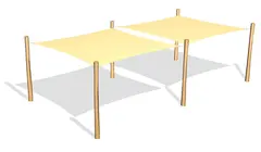 Solseilkombinasjon med 2 firkantseil 2 x L360 x B360 x H230 cm