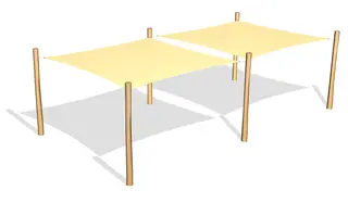Solseilkombinasjon med 2 firkantseil 2 x L360 x B360 x H230 cm