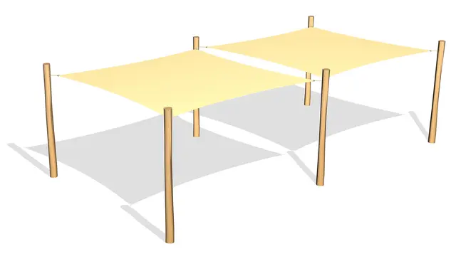 Solseilkombinasjon med 2 firkantseil 2 x L360 x B360 x H230 cm 
