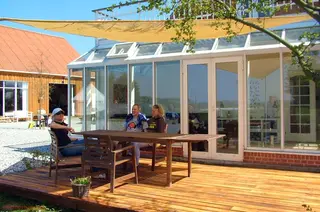 Solseil trekantet stort L500 x B500 x D500 cm