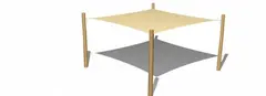 Solseil firkantet med stolper L420 x B420 x H230 cm